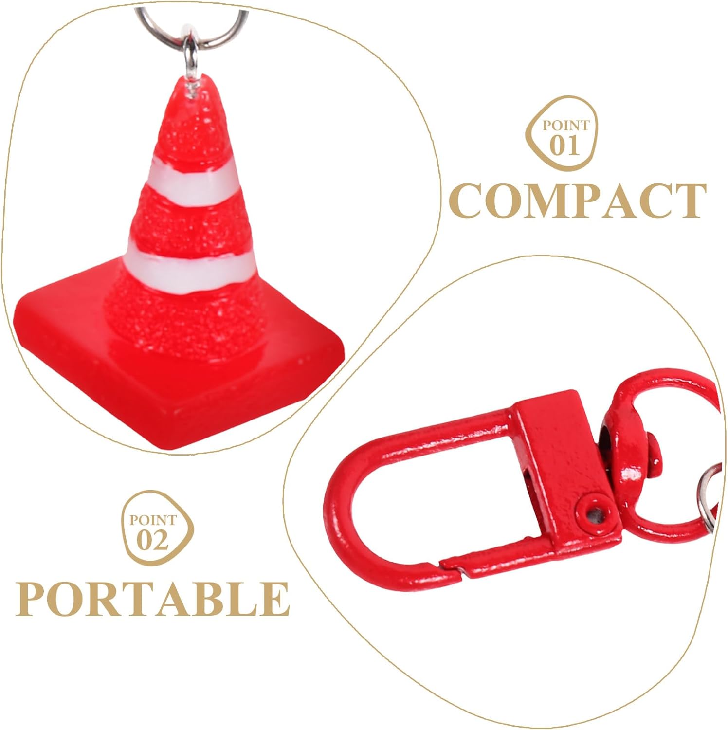 8Pcs Fun Traffic Cone Keychains - Vibrant Design