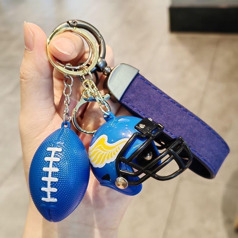 2 Pack Football Helmet and Ball Keychain Set for Football Fans