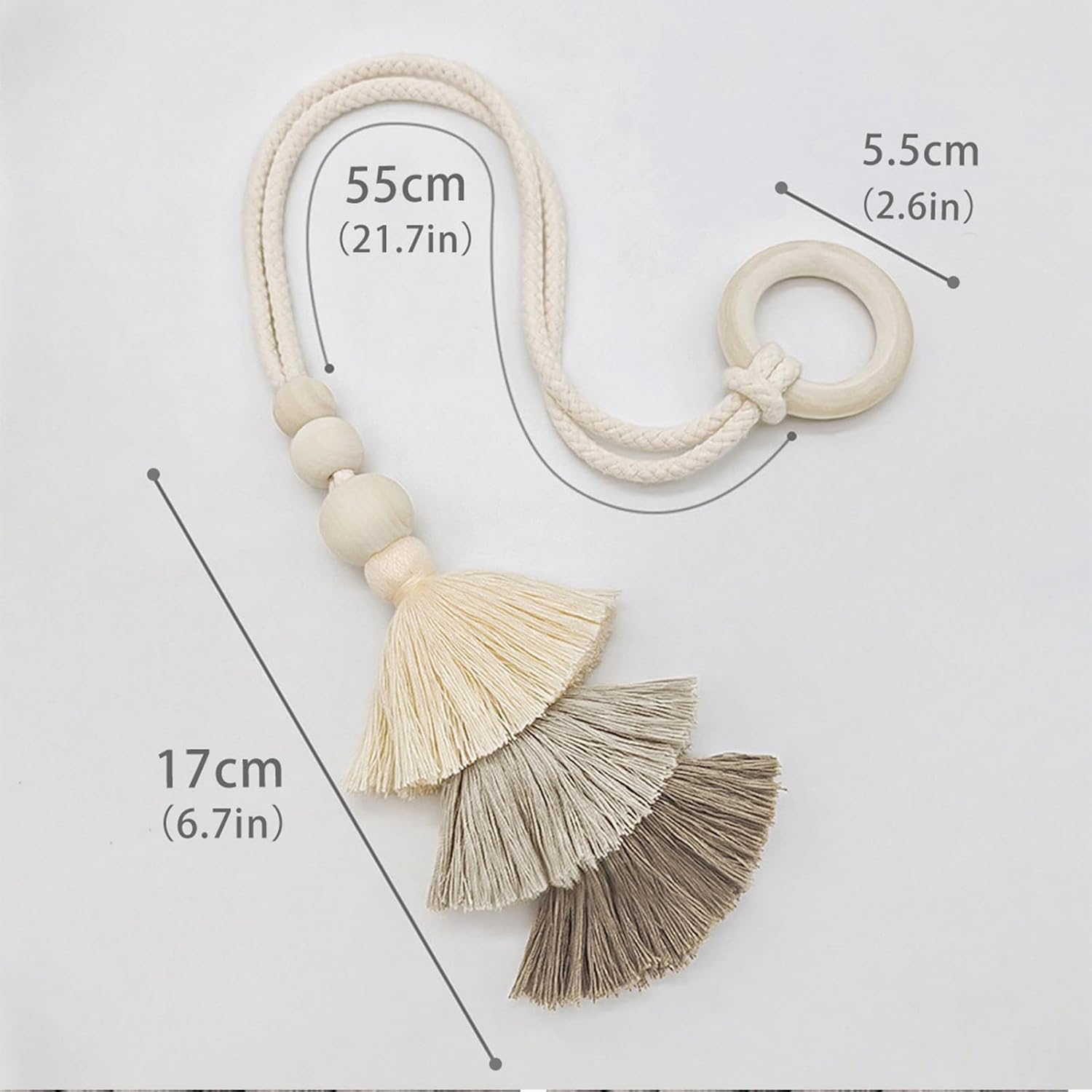 2pcs Wooden Bead Curtain Tiebacks Bohemian Decor Blue