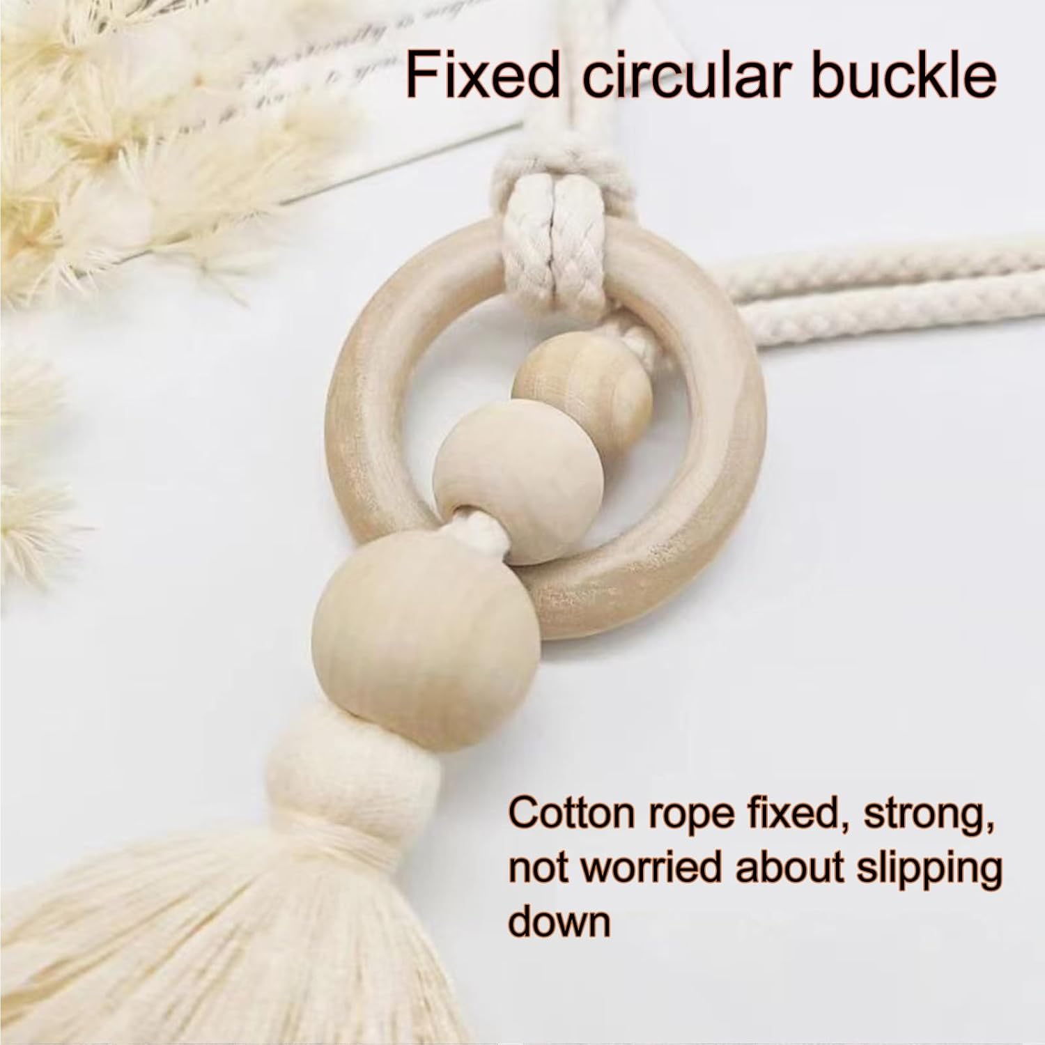 2pcs Wooden Bead Curtain Tiebacks Bohemian Decor Blue