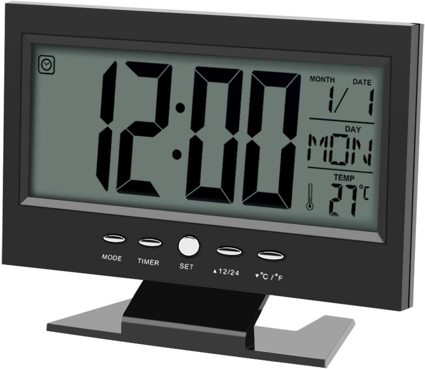 Sanpyl Electric Alarm Clock with LCD Display and Sound Sensor