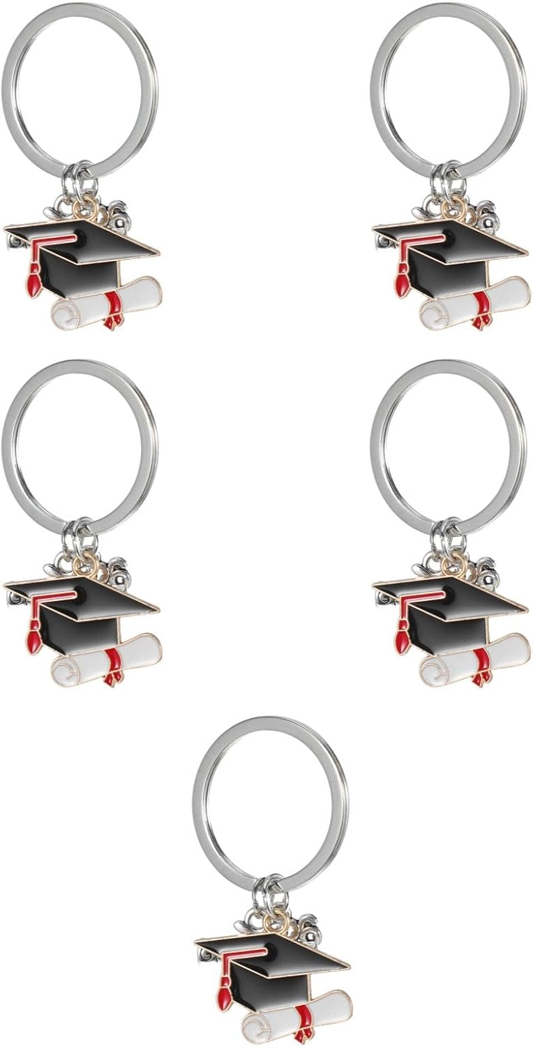 LUOZZY 10 Pcs Graduation Keychain Caps Keyring Pack