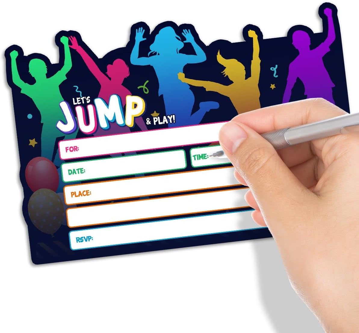 Simimi Art Bounce House Party Invitations - Trampoline Birthday Invite Set of 30