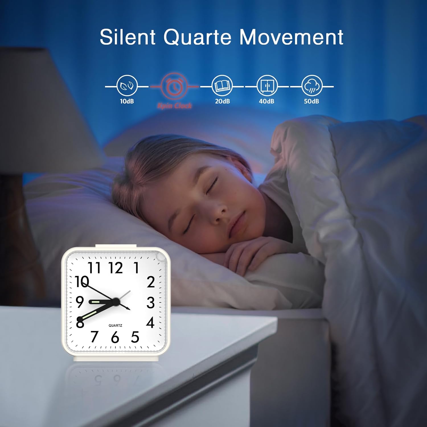 LOFICOPER Analog Alarm Clock with Night Light and Snooze Function