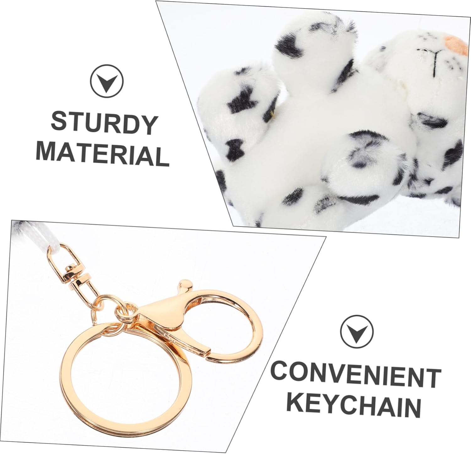 Amosfun 2pcs Plush Keychain Snow Leopard Luggage Pendant
