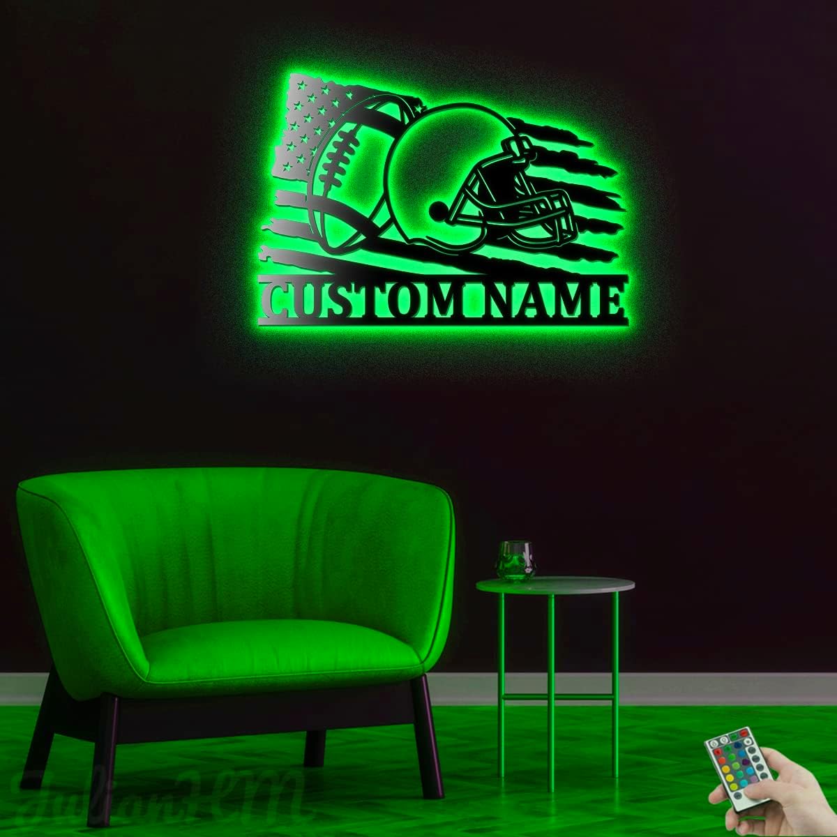Custom Football Helmet Metal Wall Art With LED Lights 1