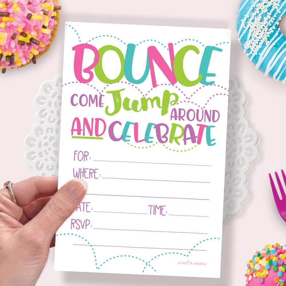 Girl Bounce House Party Invites 20 Count With Envelopes