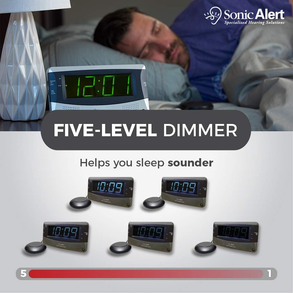 Sonic Alert Dual Extra Loud Alarm Clock with Bed Shaker