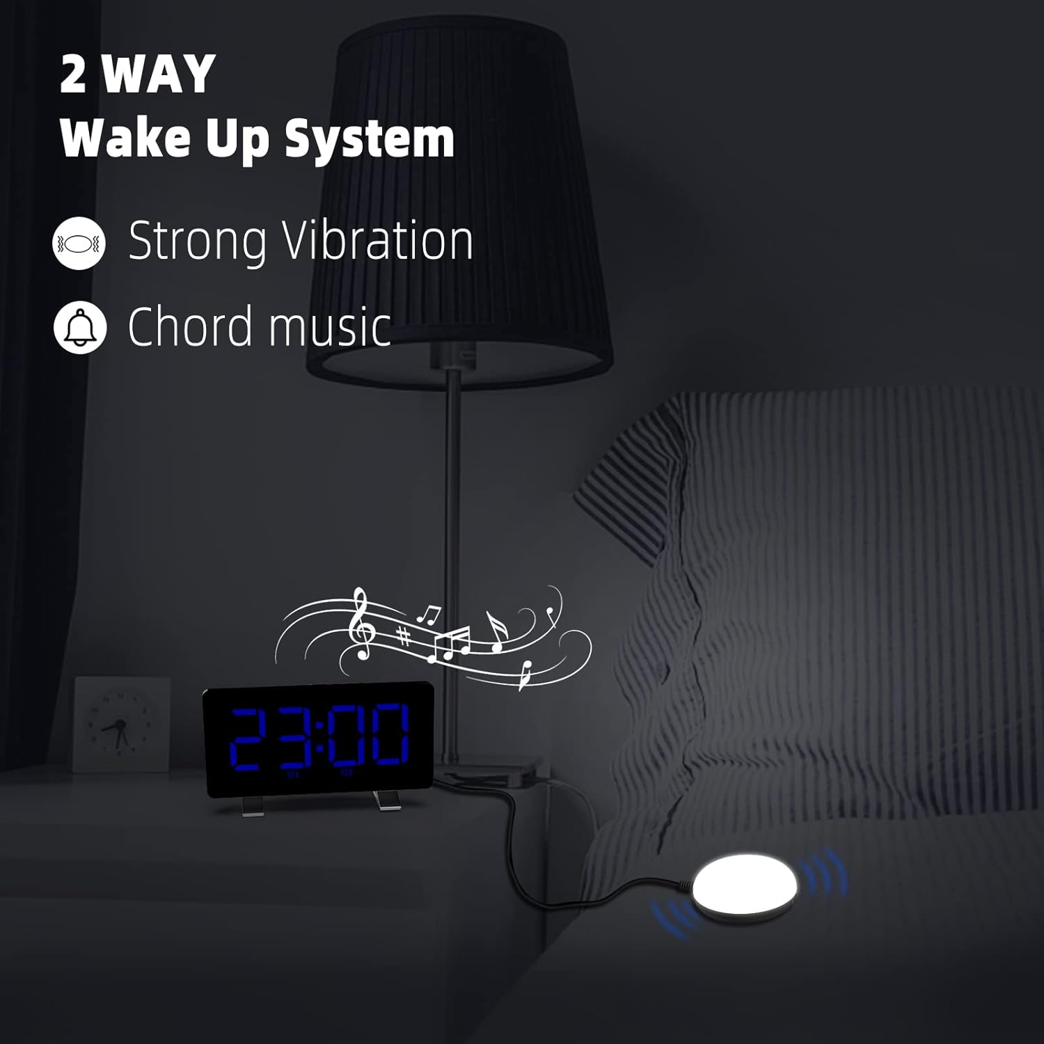 Extra Loud Vibrating Alarm Clock with Bed Shaker