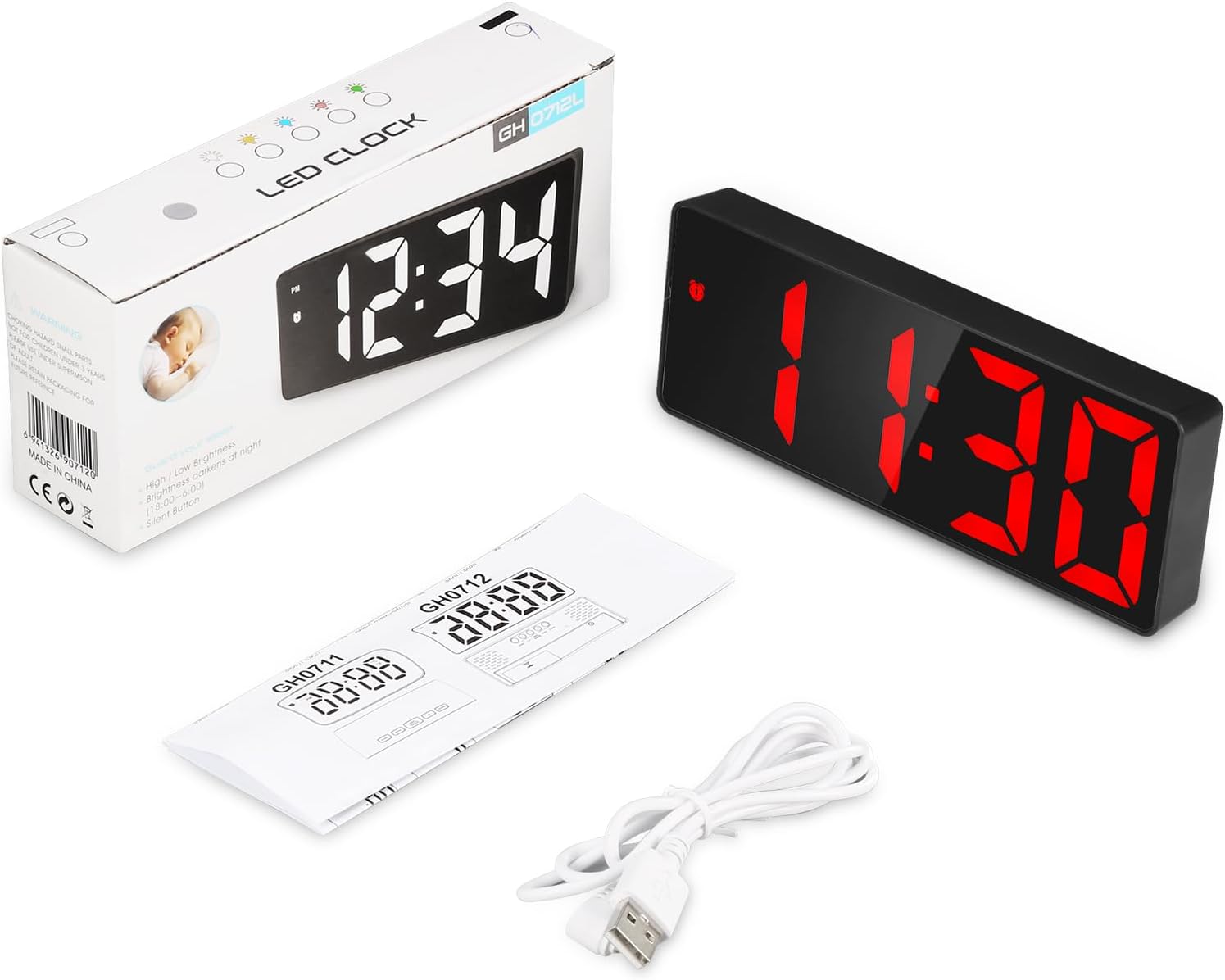 LOFICOPER 65 Inch LED Alarm Clock with USB Port