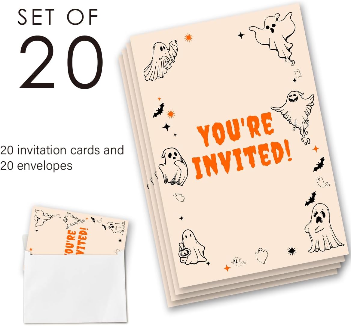 Halloween Party Invitations with Envelopes Set of 20 Double Sided