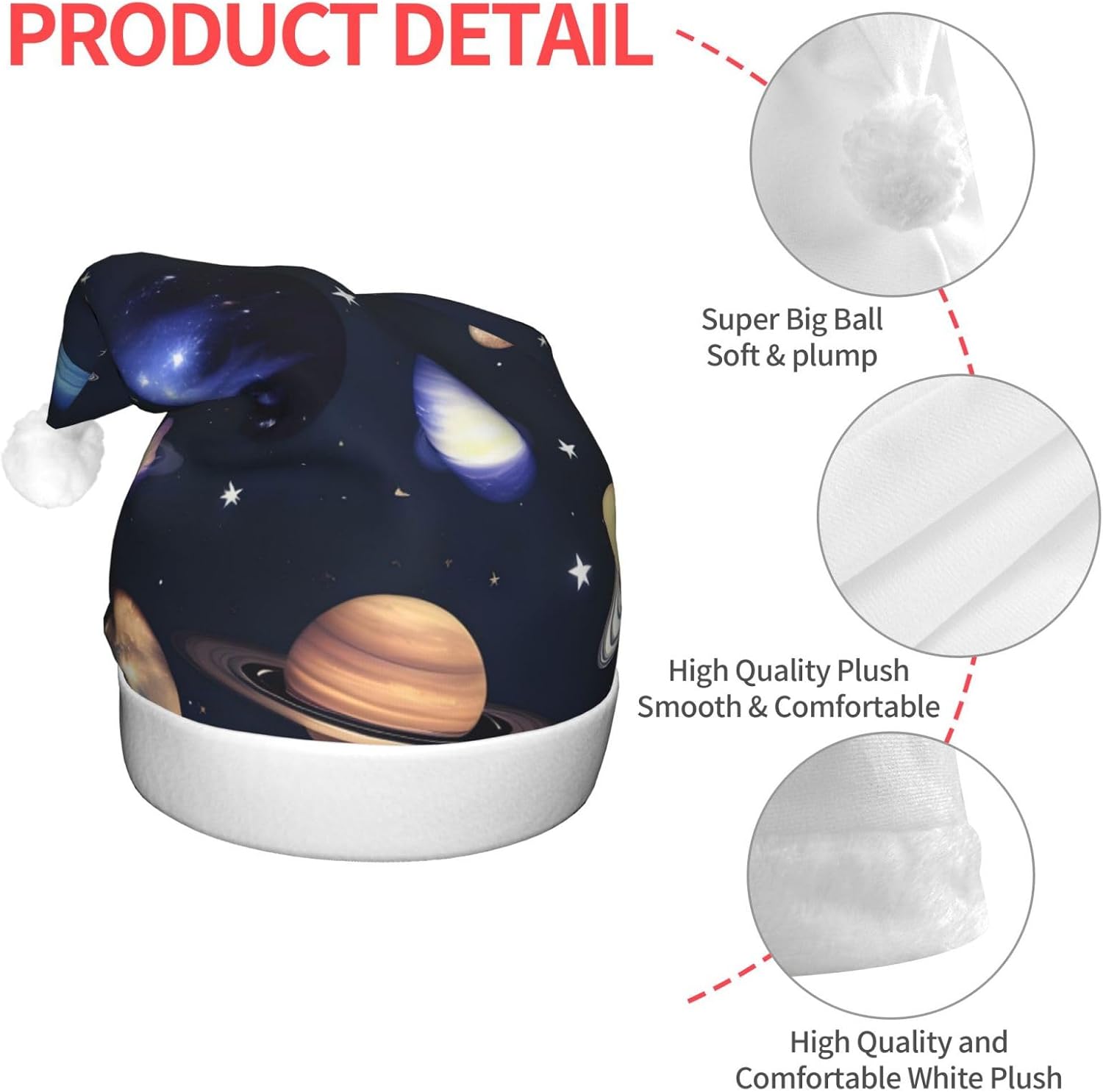 Planets Stars Milky Way Galaxy Print Christmas Hat with LED Light