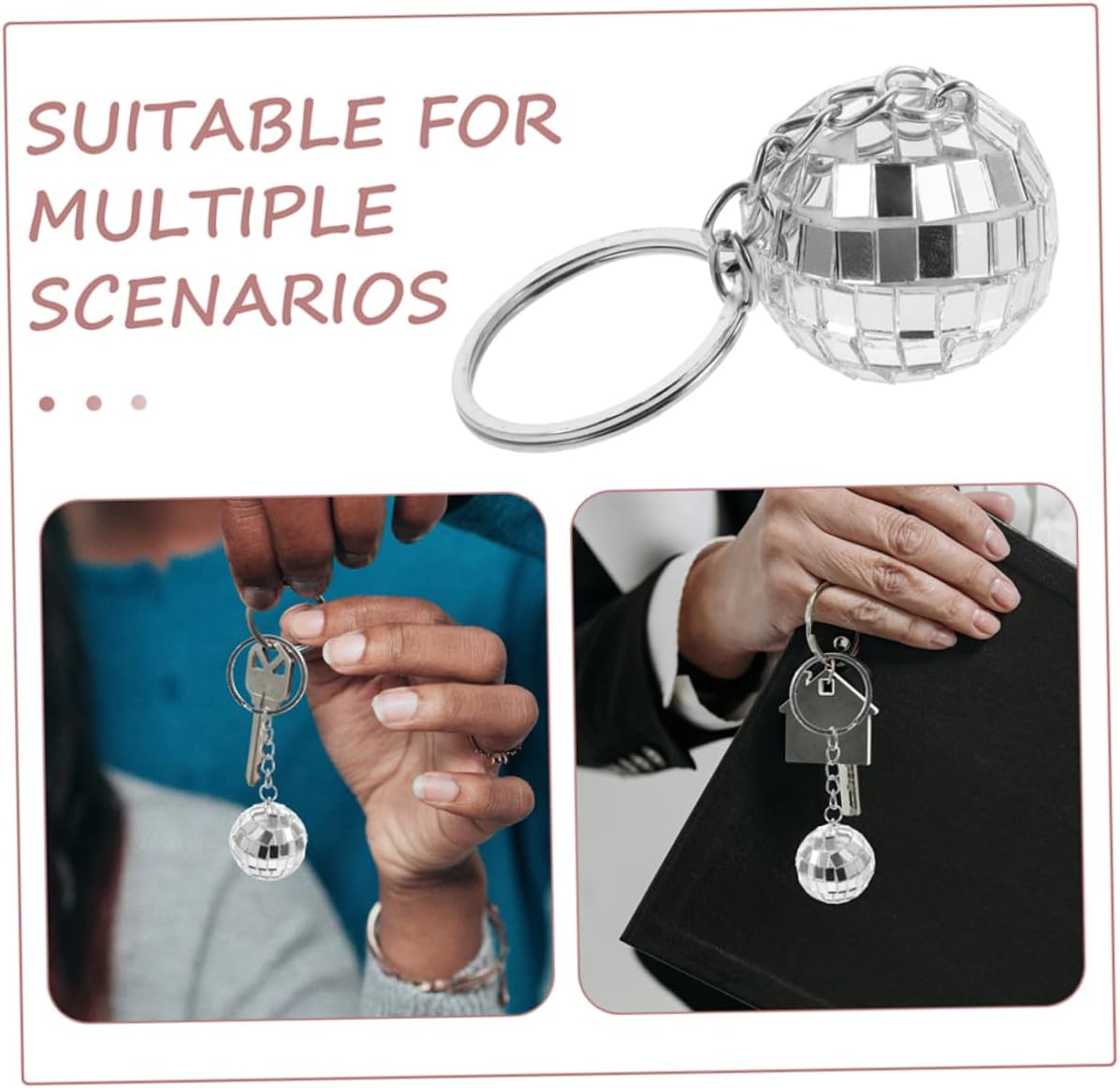Wakauto 6pcs Mirror Disco Ball Keychains