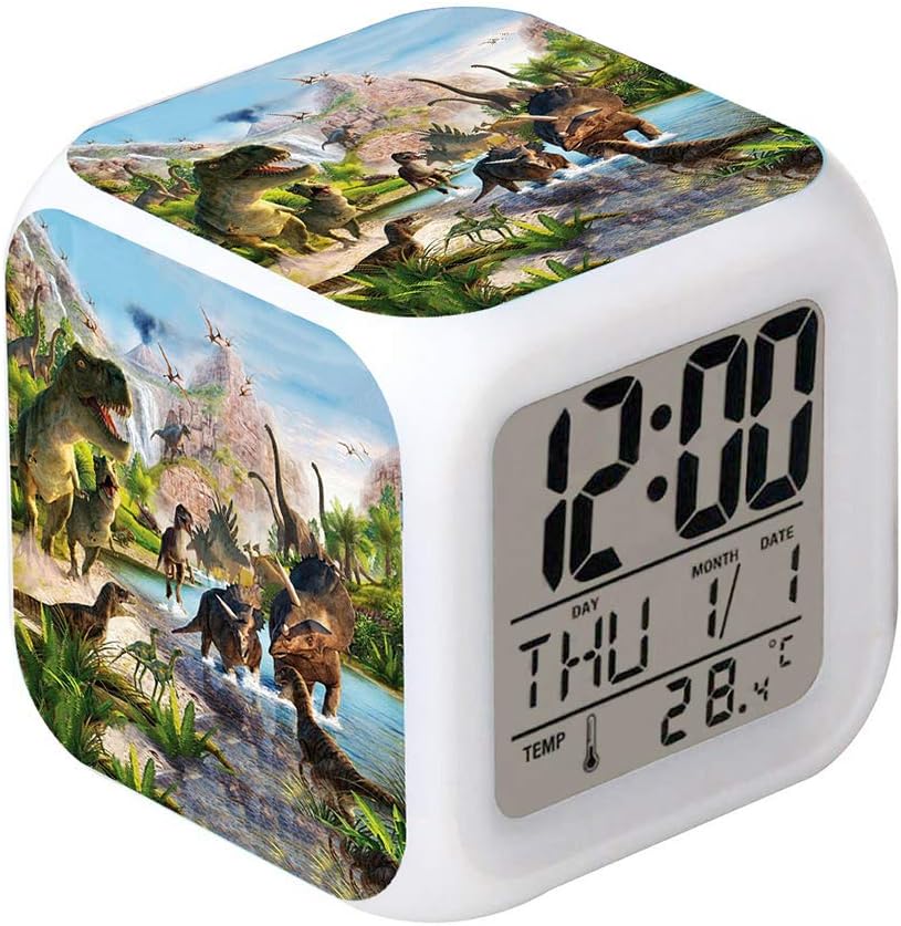 LED Alarm Clock Dinosaur Jurassic Design for Kids and Adults