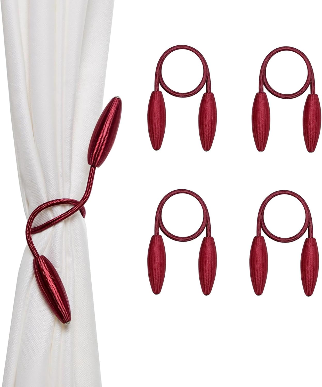 4-Pack Burgundy Curtain Holdbacks Decorative Tiebacks