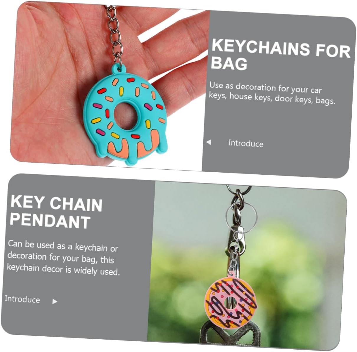 VICASKY 18Pcs Cute Donut Keychain Pendants