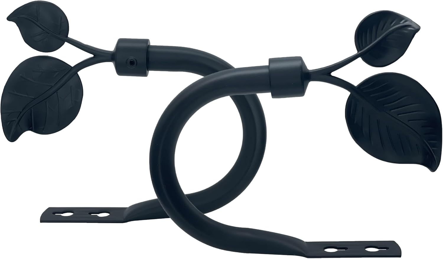 Premium Metal Leaf Curtain Holdbacks 2 Pack Matte Black Heavy Duty Hooks