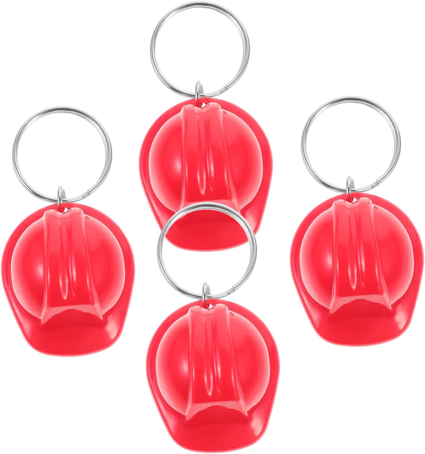 4Pcs Helmet Shaped Keychain Cute Metal Decor Accessories
