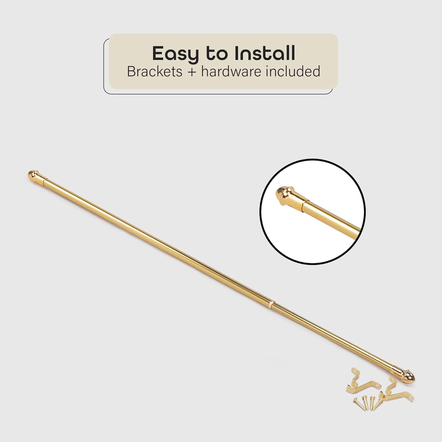 ACHIM Fantasia Cafe Window Rod 18-28 Brass Decorative Rod
