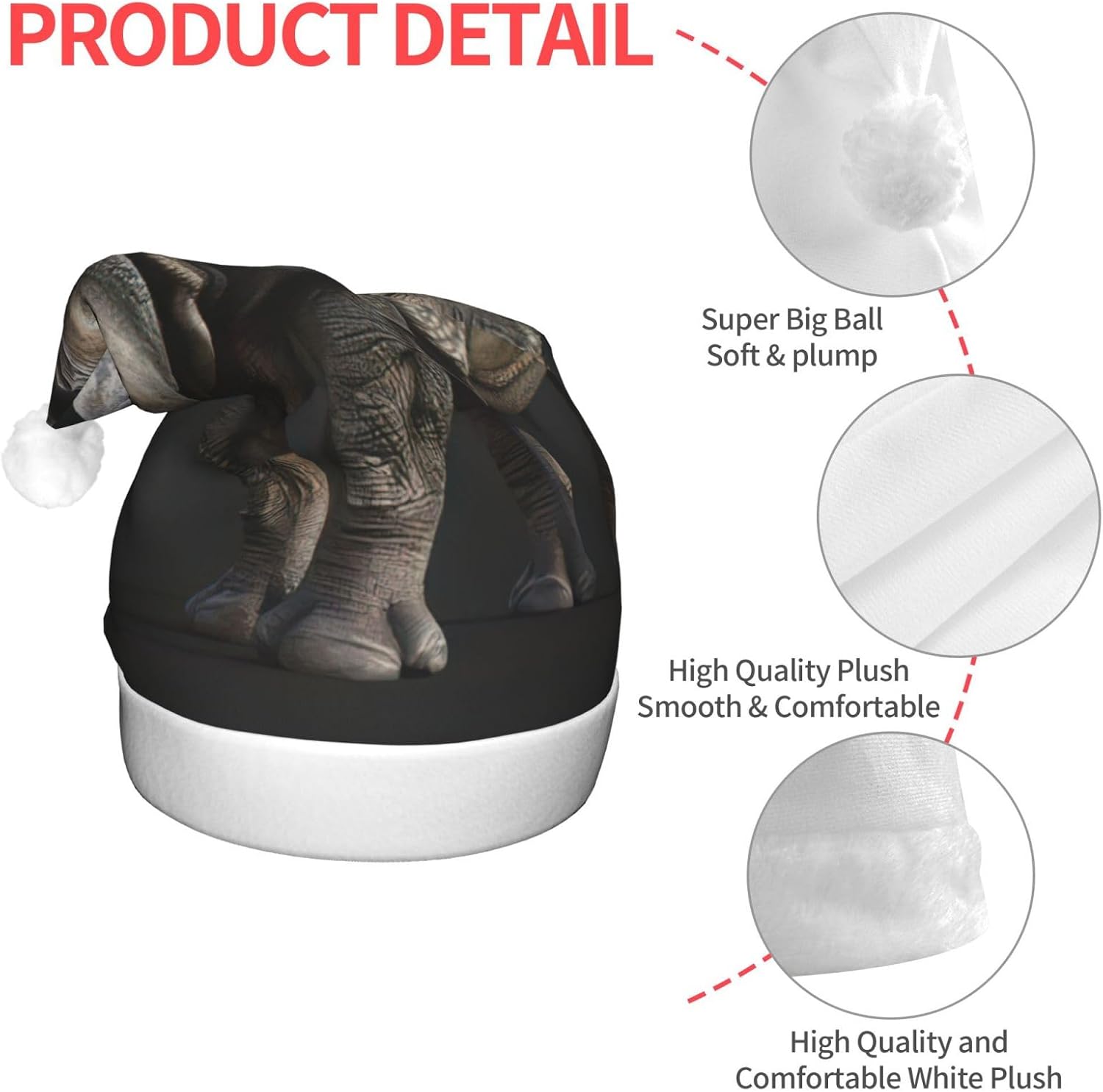 Animal Rhino Print Christmas Hat with LED Lights
