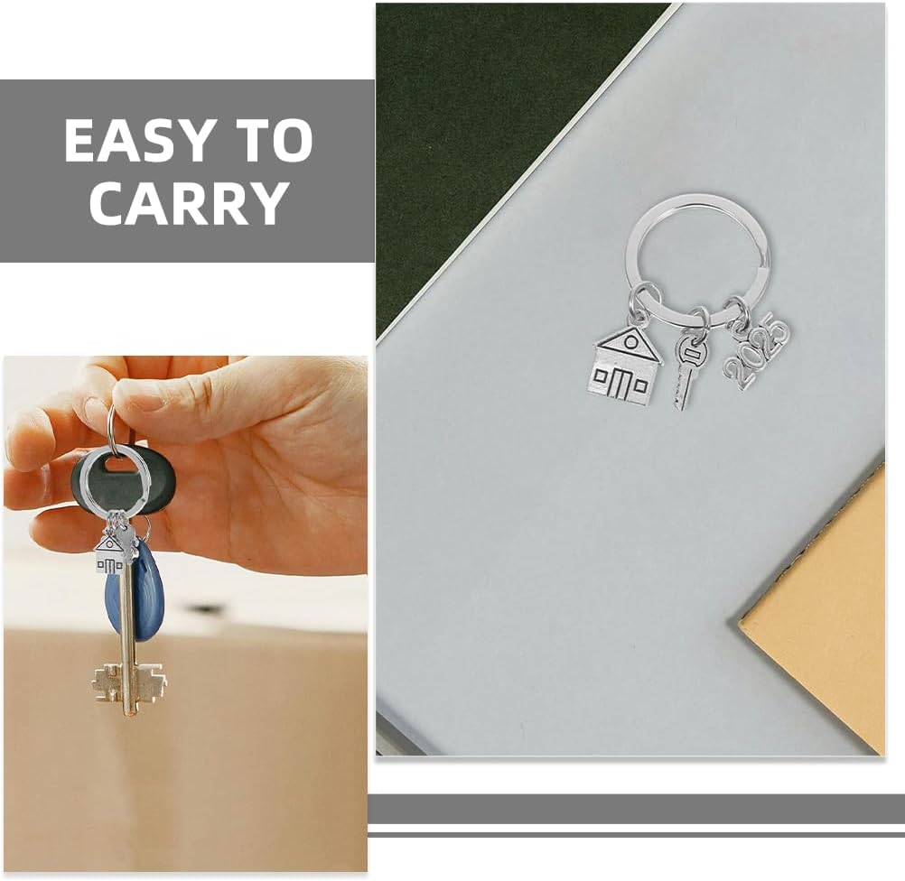 LOGOFUN 4PCS Housewarming Keychains Metal Key Ring for Bag Backpack
