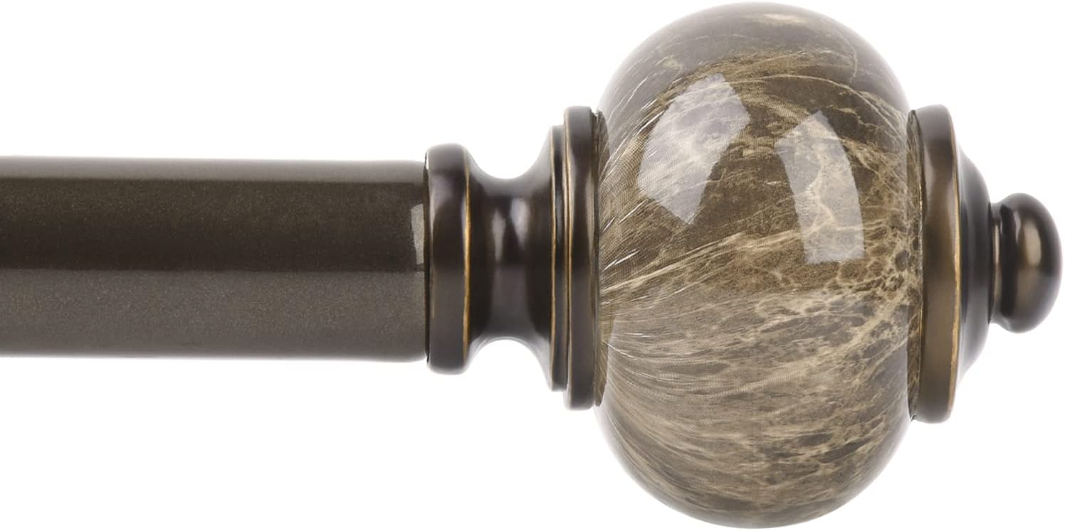 KAMANINA 1 Inch Bronze Curtain Rods 72-144 Inches Adjustable Heavy Duty