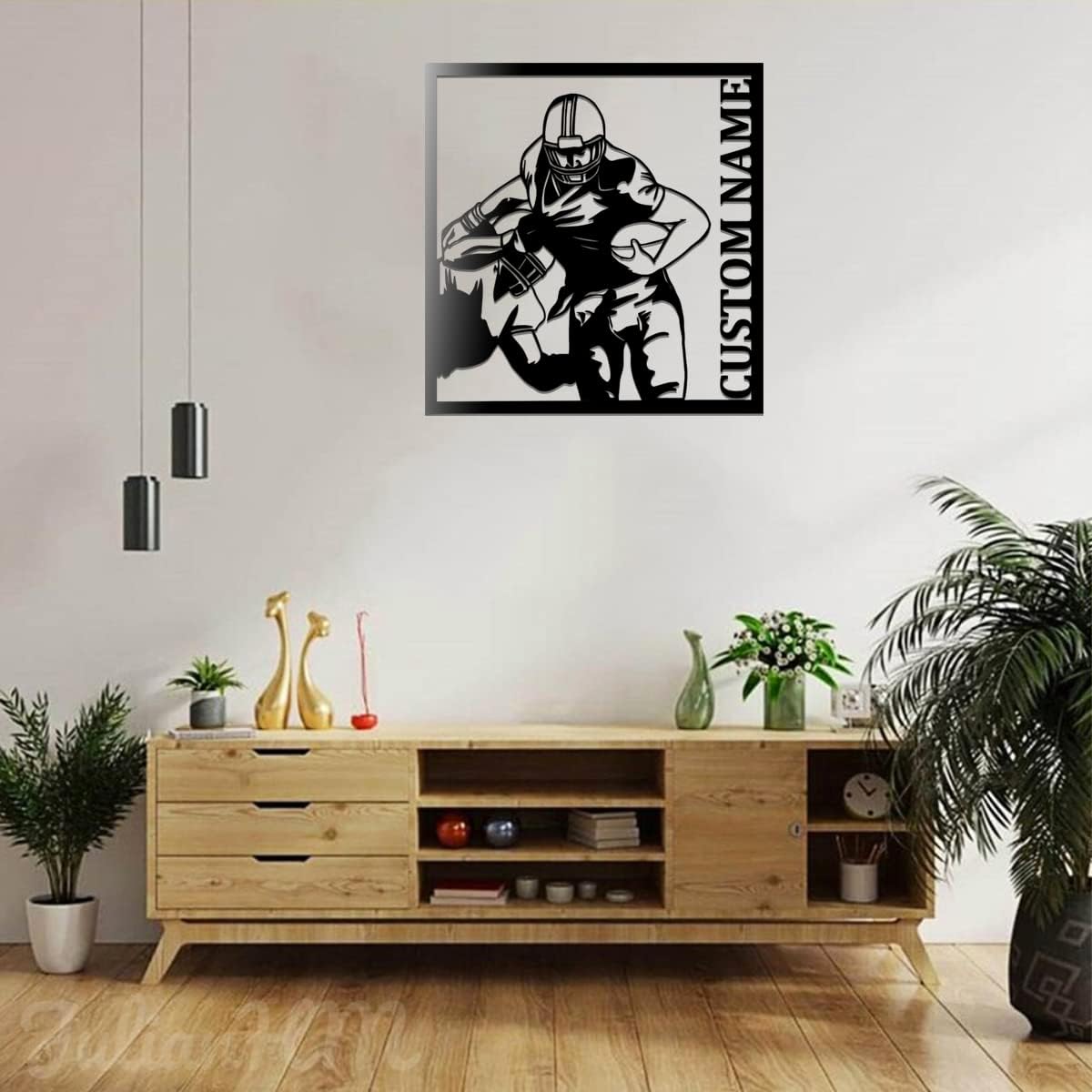 Custom American Football Metal Wall Art with LED Lights