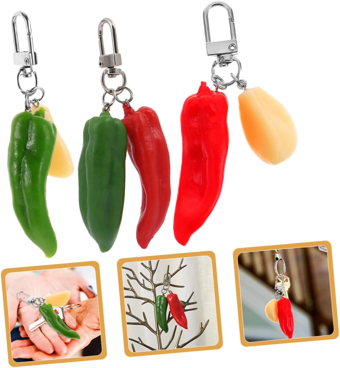 Chili Keychain Key Ring for Car Keys Fashion Decor