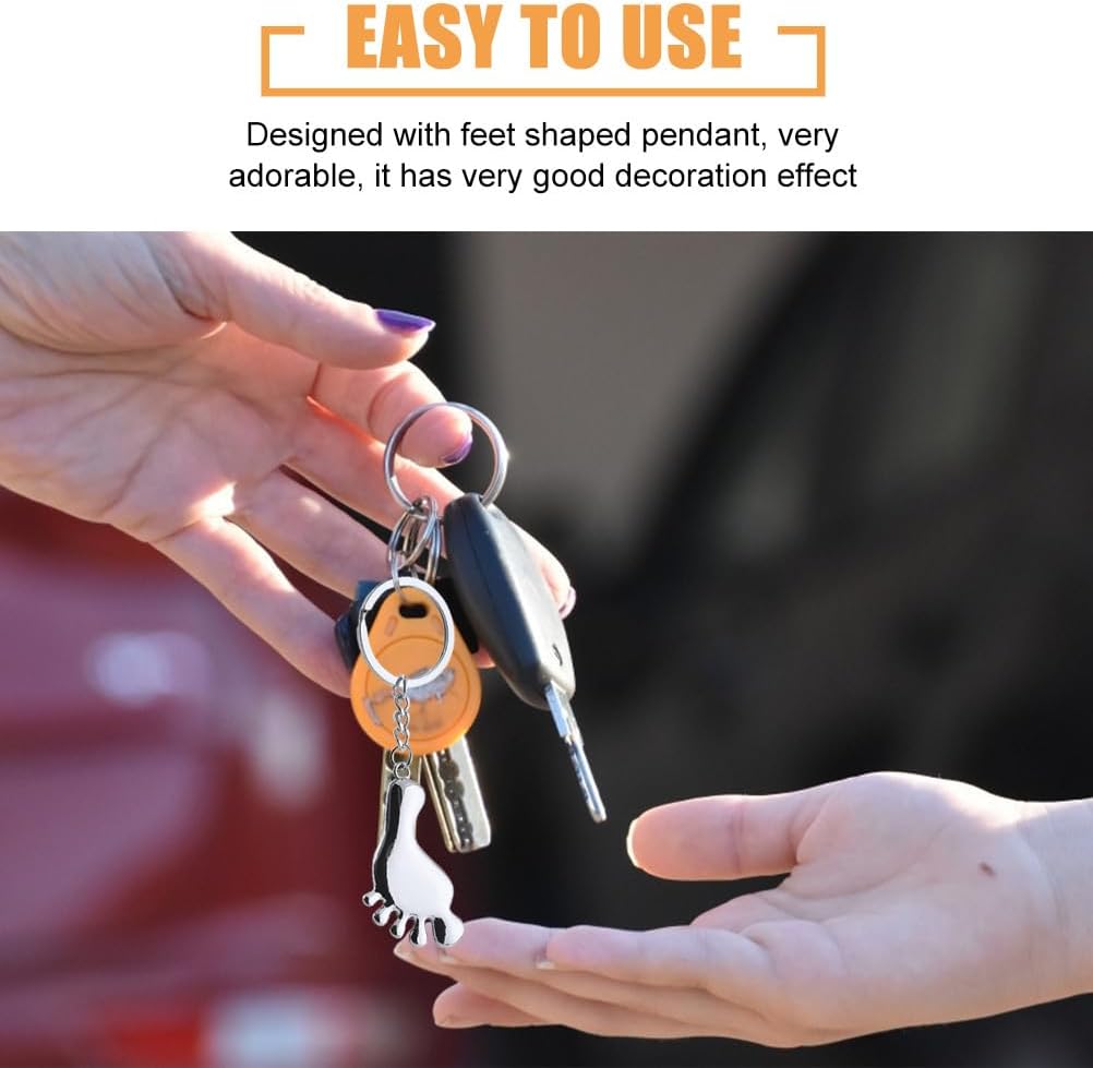 Didiseaon 6 Pcs Metal Keychain Footprint Set