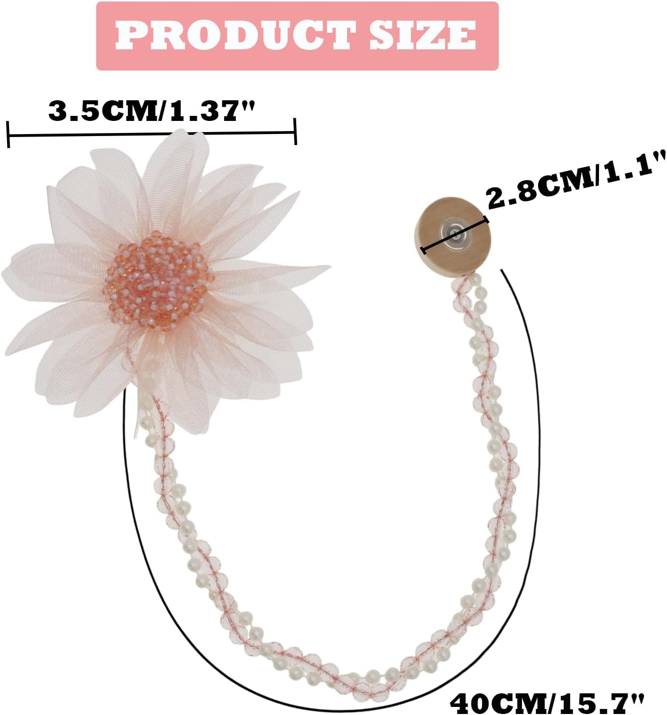 Flower Magnetic Curtain Tiebacks - 2 Pack Pink