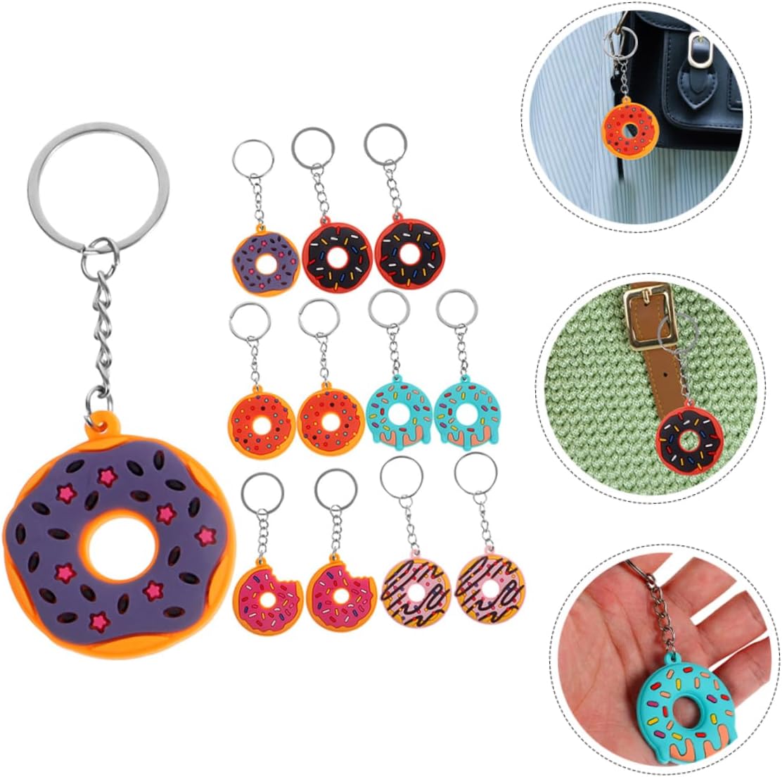 VICASKY 18Pcs Cute Donut Keychain Pendants