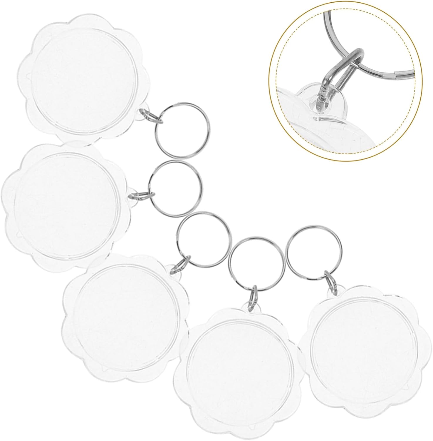 KESYOO 100pcs Flower Acrylic Keychain Blanks for Photo Frames Double-sided Keyrings