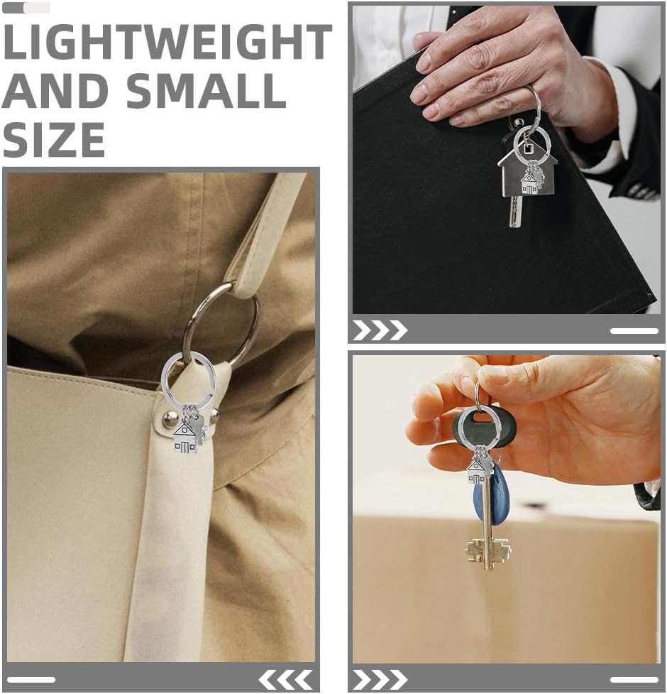 LOGOFUN 4PCS Housewarming Keychains Metal Key Ring for Bag Backpack
