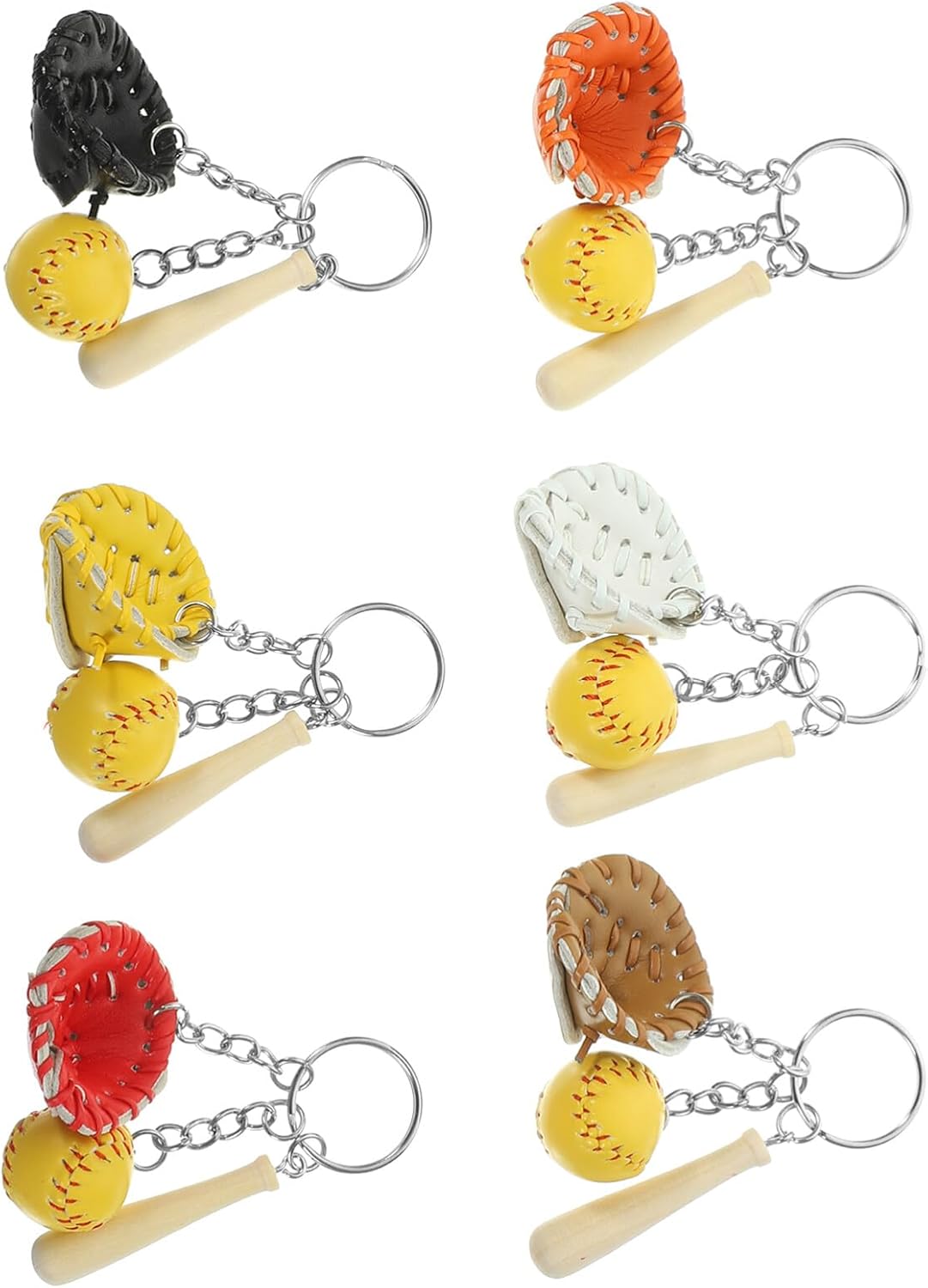 6pcs Softball Keychains for Sports Fans