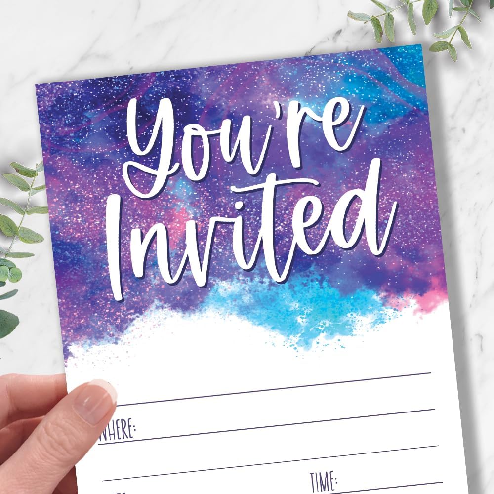 Galaxy Birthday Invitations With Envelopes 20 Count Outer Space Theme