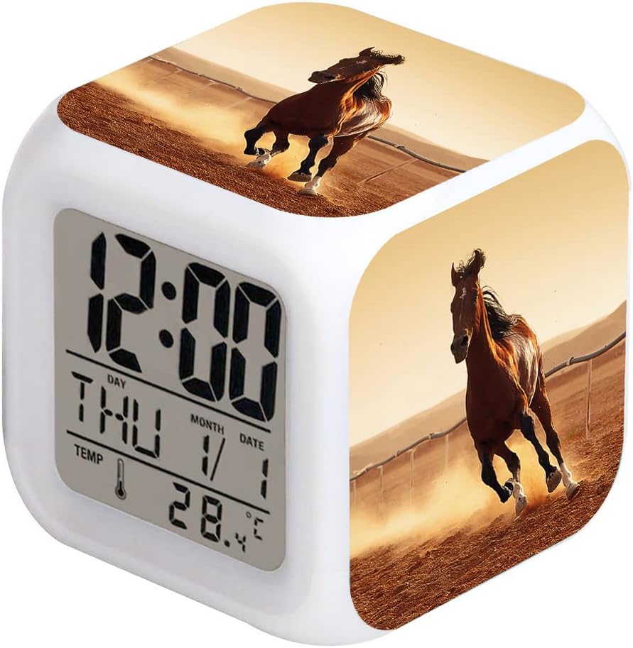 Cointone LED Alarm Clock Horse Design Clock for Kids