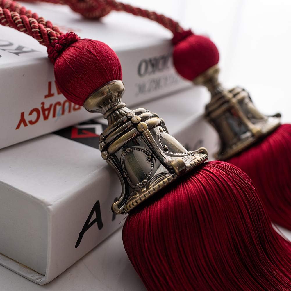 Melodieux Decorative Curtain Tiebacks Red Antique Tassels Set of 2