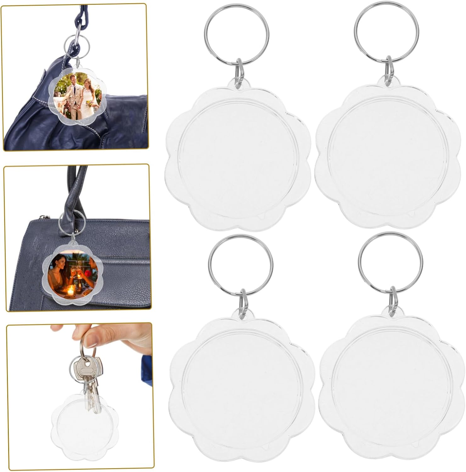 100pcs Flower Keychains Photo Frame Keyrings for Events