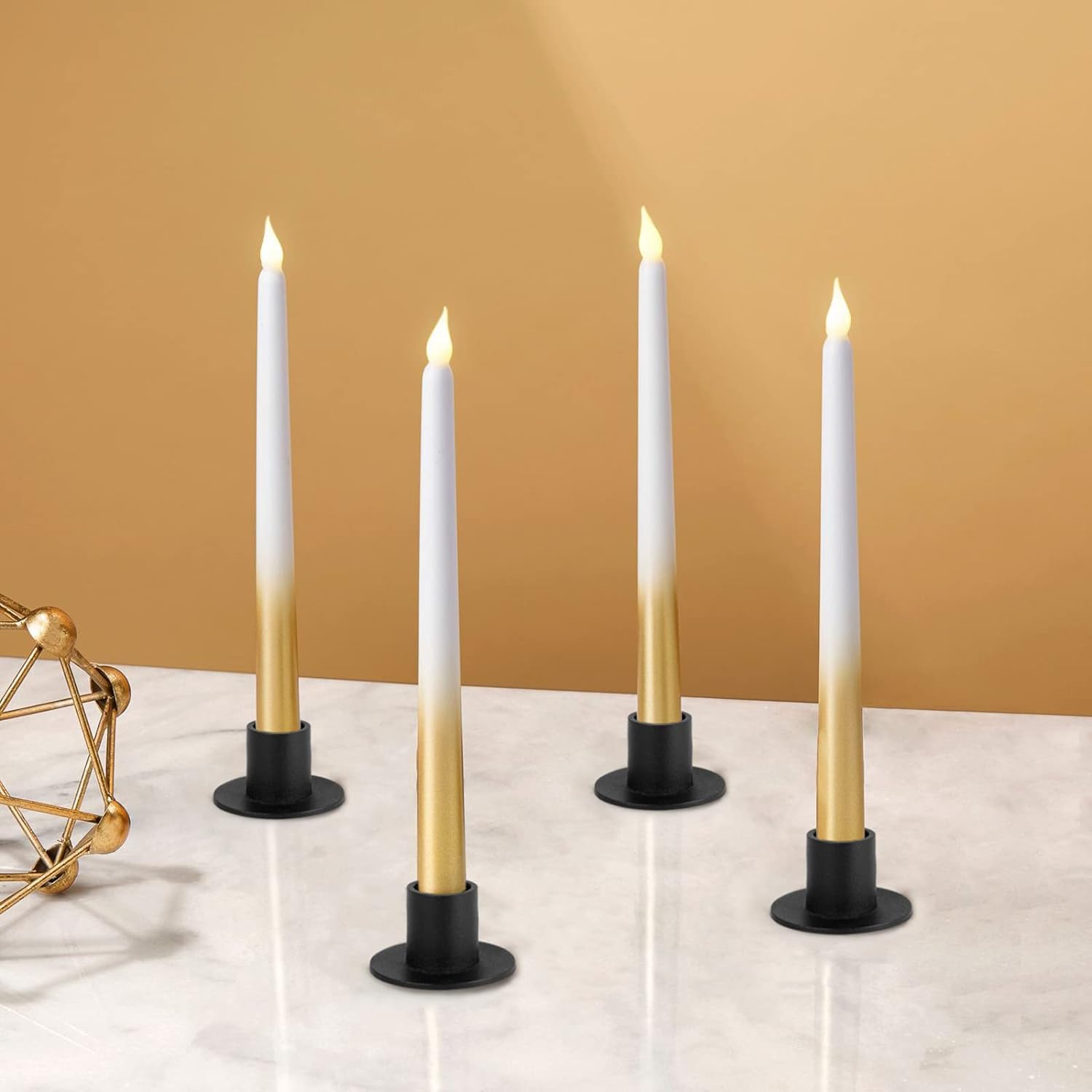 4 Pcs Black Candle Holders Retro Farmhouse Decor
