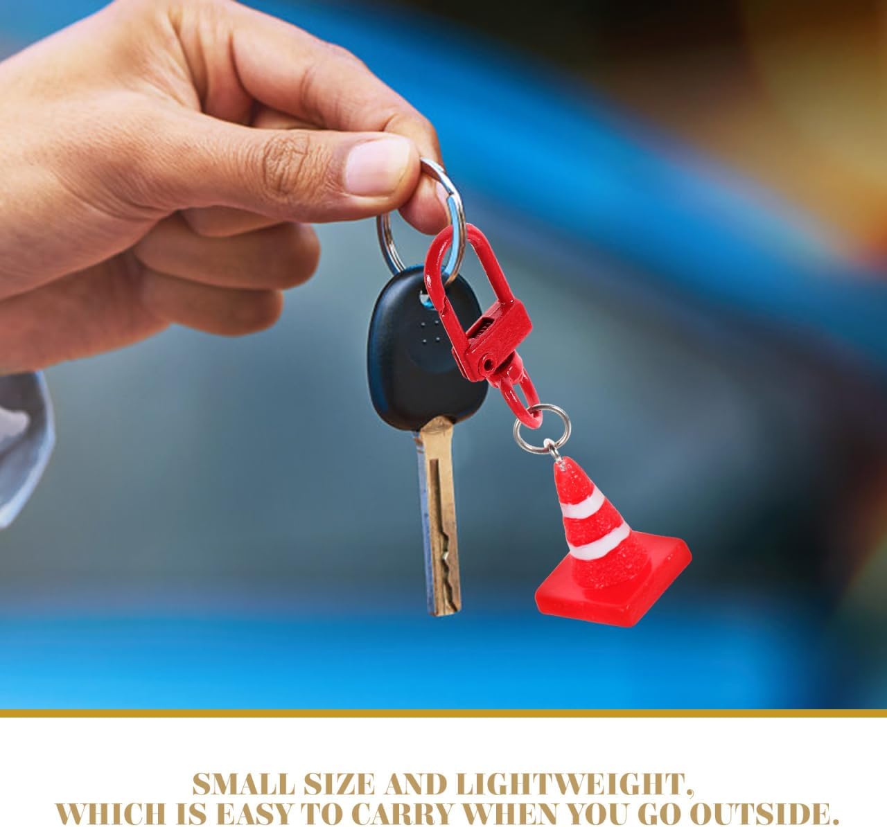 8Pcs Fun Traffic Cone Keychains - Vibrant Design