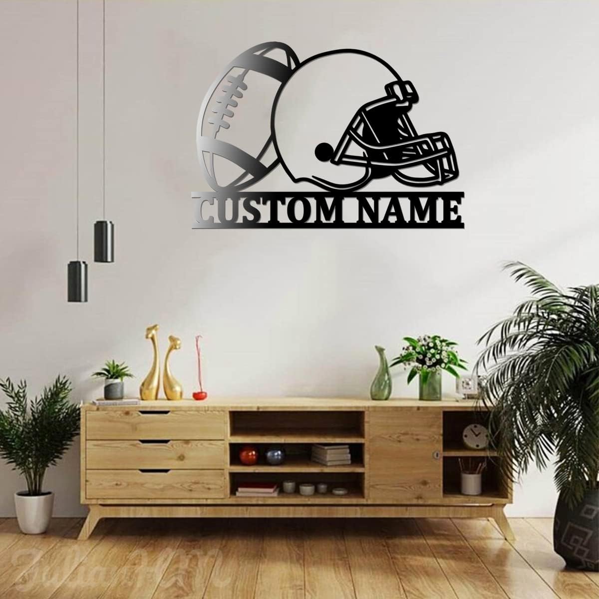 Julian-HM Football Helmet Metal Wall Art With LED Lights