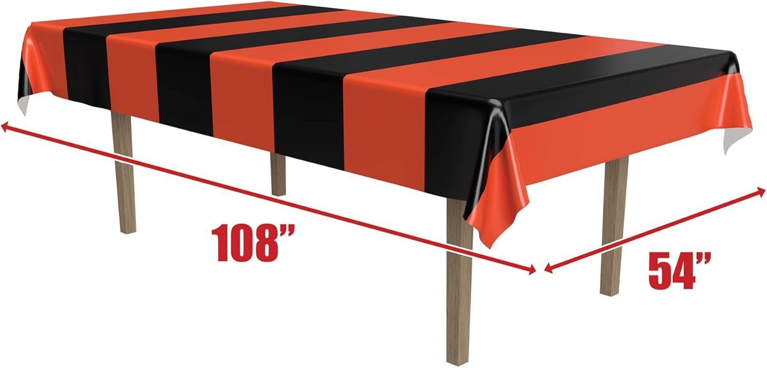 Beistle Halloween Orange Black Striped Table Covers 2 Pack