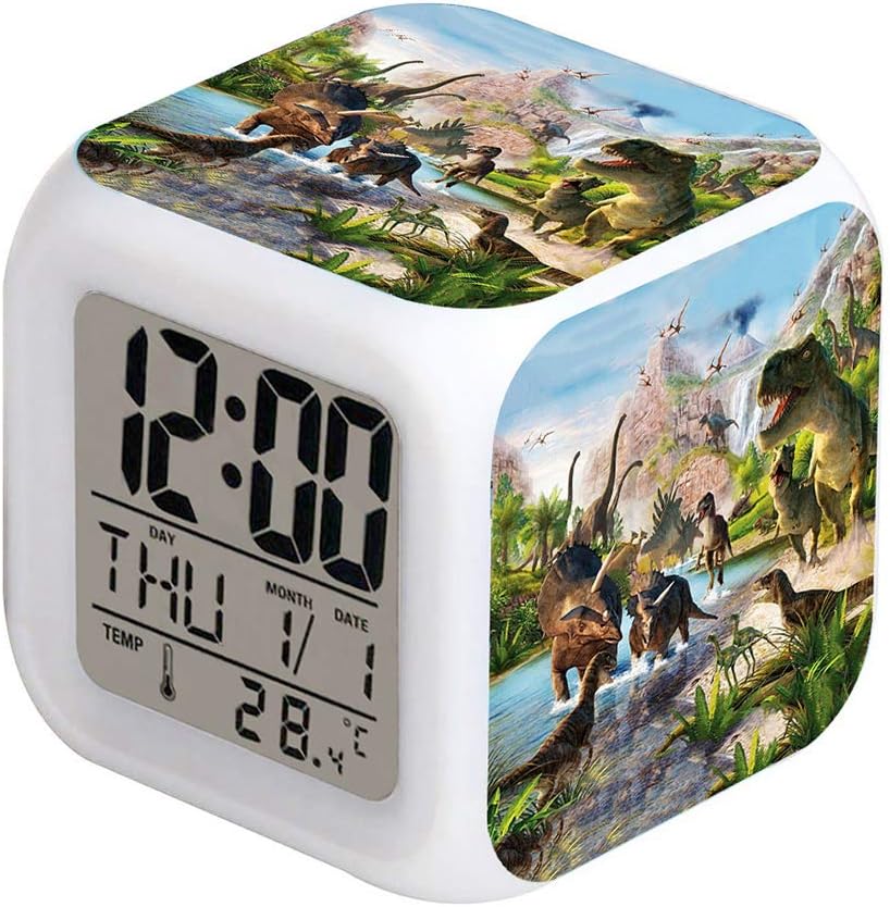 LED Alarm Clock Dinosaur Jurassic Design for Kids and Adults