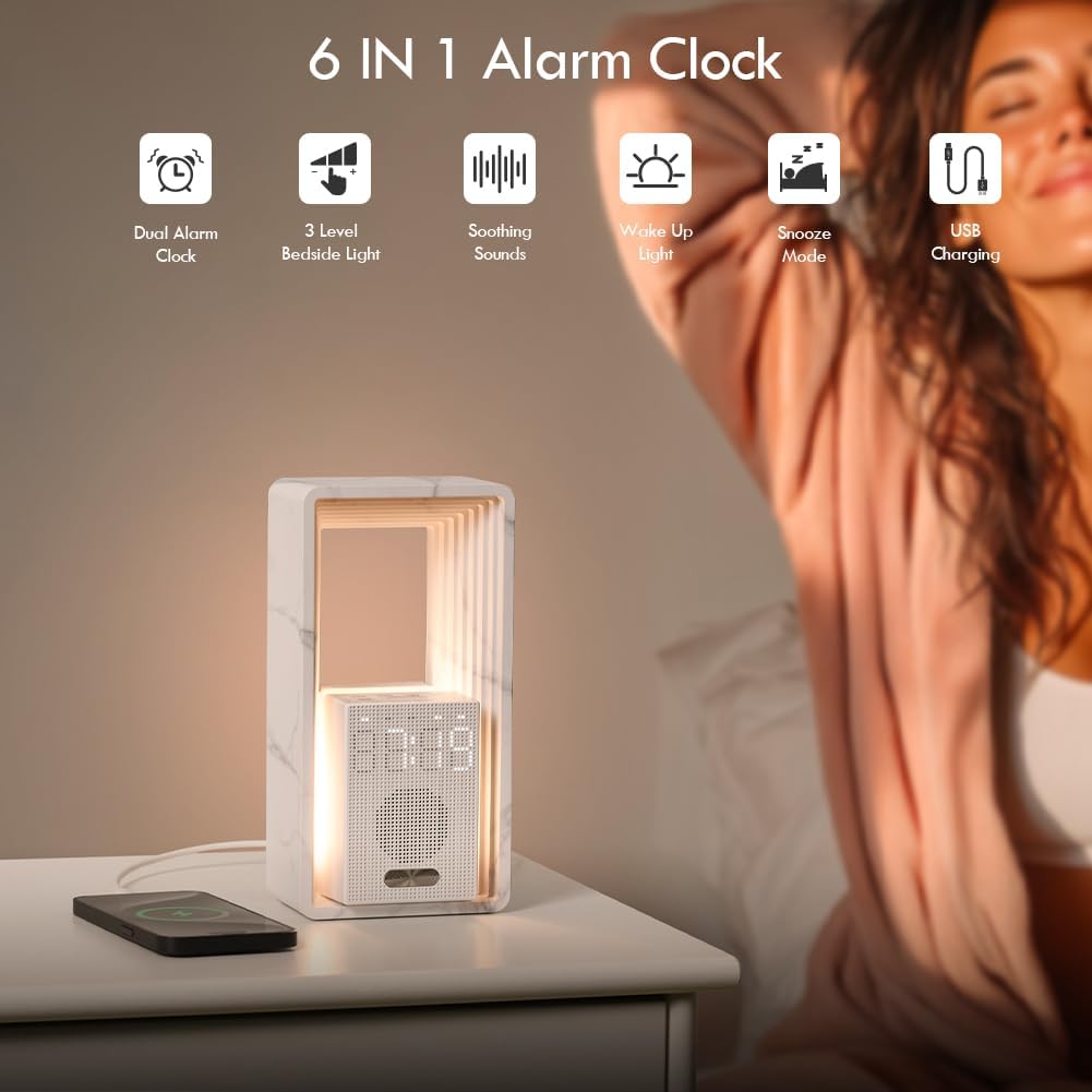 WILIT Digital Alarm Clock with Sunrise Light and White Noise