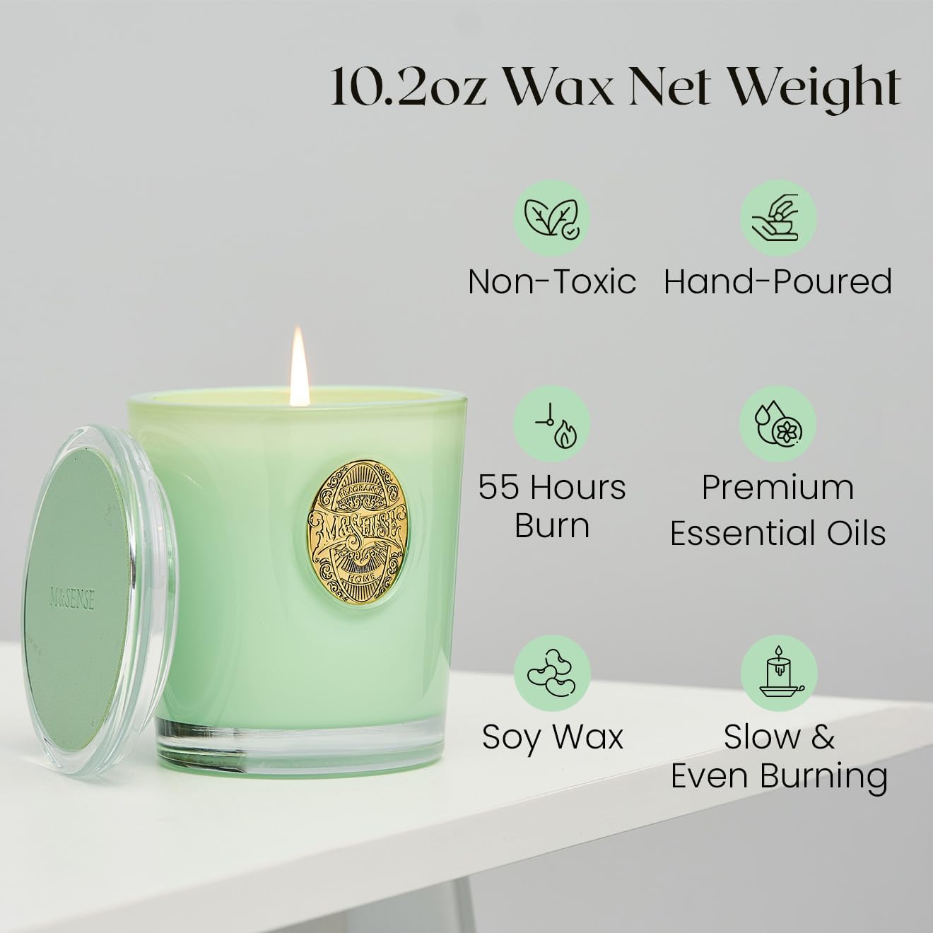 MSENSE Natural Soy Candle - Verbena Basil Green 102 oz 55H Burn