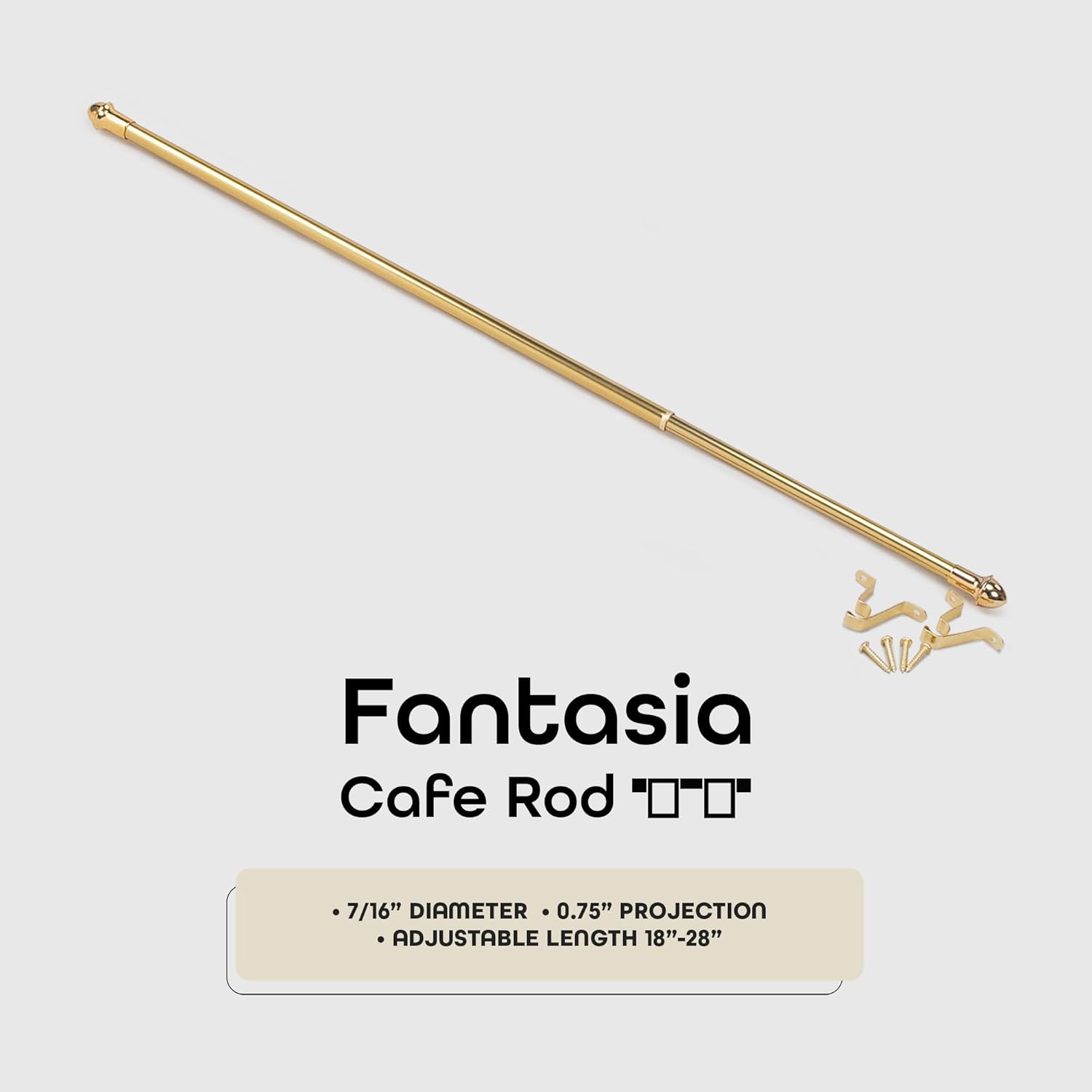 ACHIM Fantasia Cafe Window Rod 18-28 Brass Decorative Rod