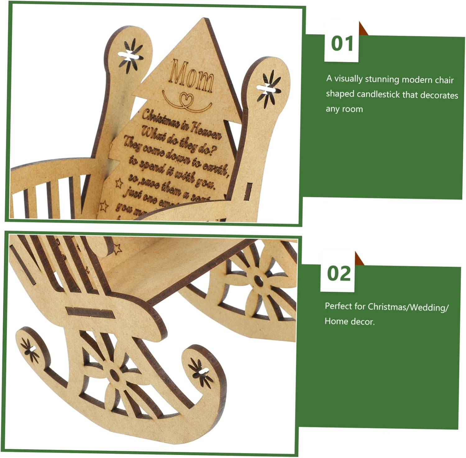 Christmas Wooden Candleholder Chair Shape Decor