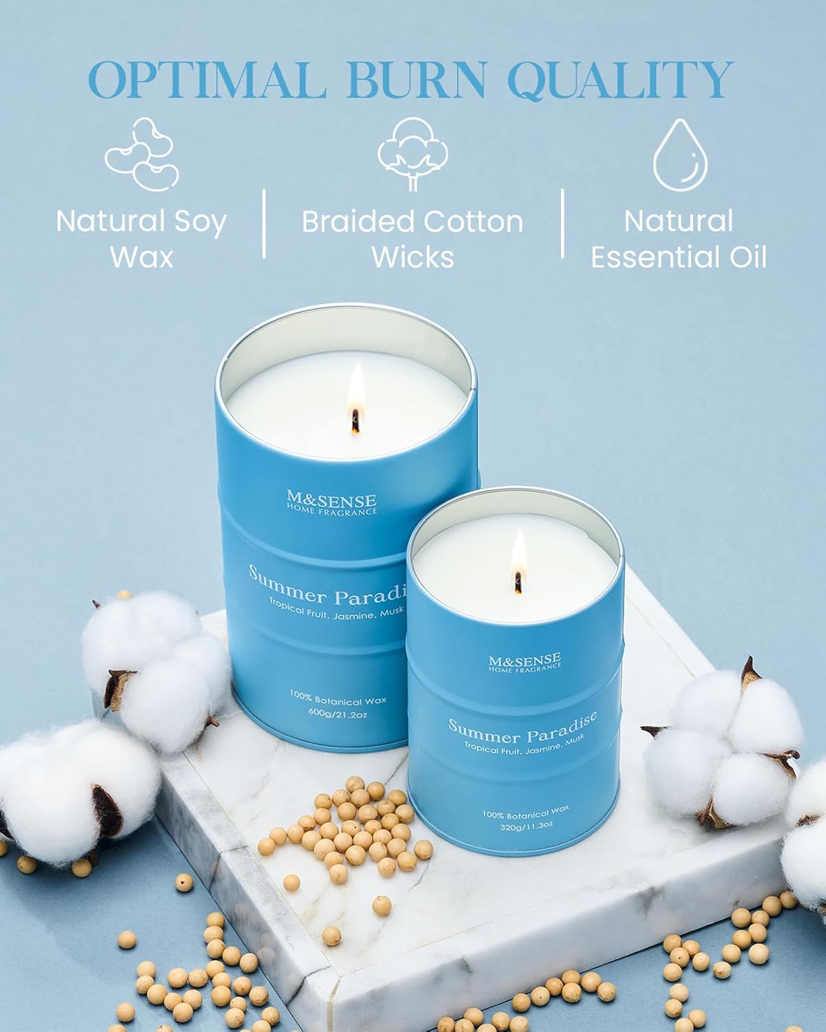MSENSE Summer Soy Candles Jar 113oz 70 Hour Burn