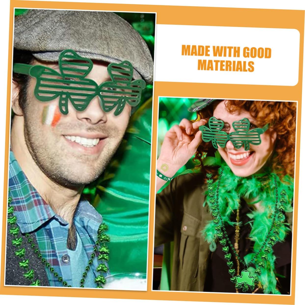 Patricks Day Party Favor Set with Shamrock Glasses Necklace Bracelet Accessories