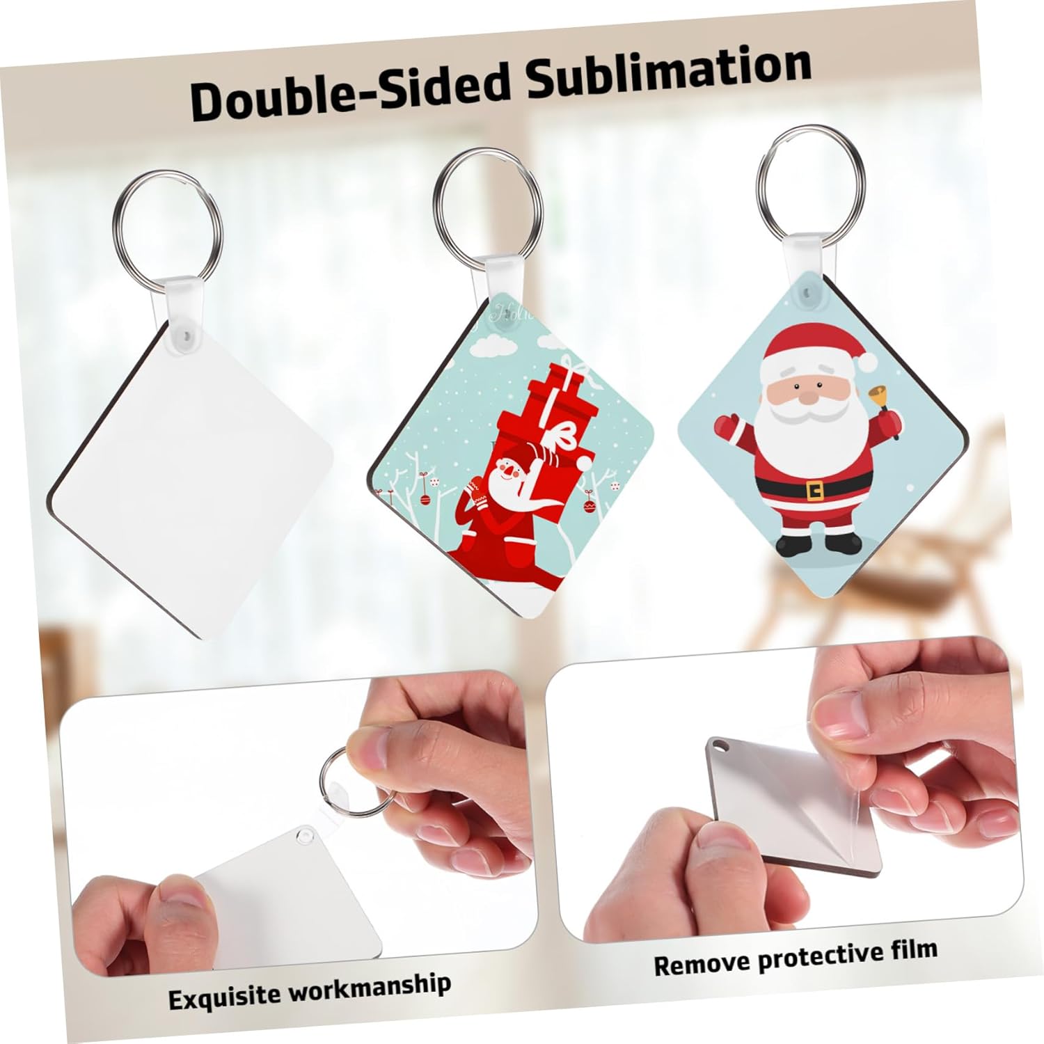 NUOBESTY 40Pcs Blank Keyrings Double Sided Keychains